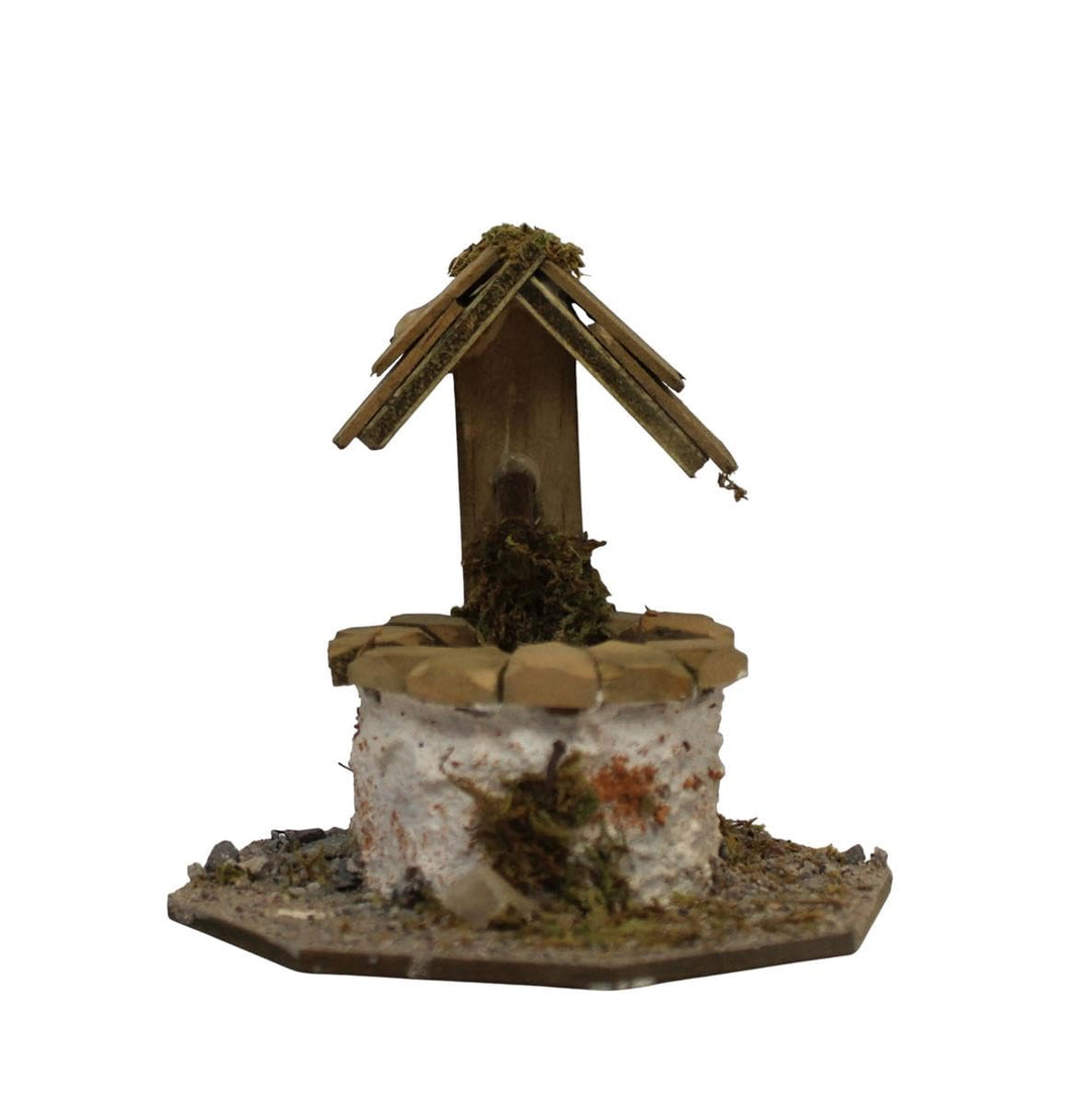 ZICOM Krippenzubehör Miniaturzubehör Miniatur Brunnen rund mit Dach Höhe 8,8cm Holz Natur Unikat, Mo
