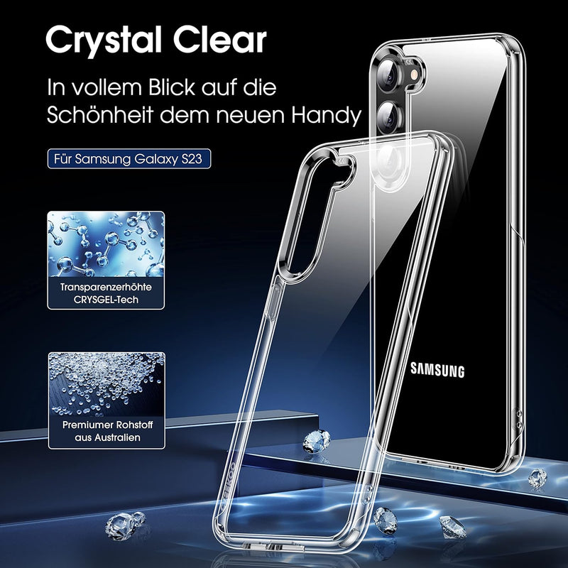 CASEKOO Crystal Clear [Nie Vergilbung] für Samsung Galaxy S23 Hülle 5G [Unzerstörbarer Militärschutz