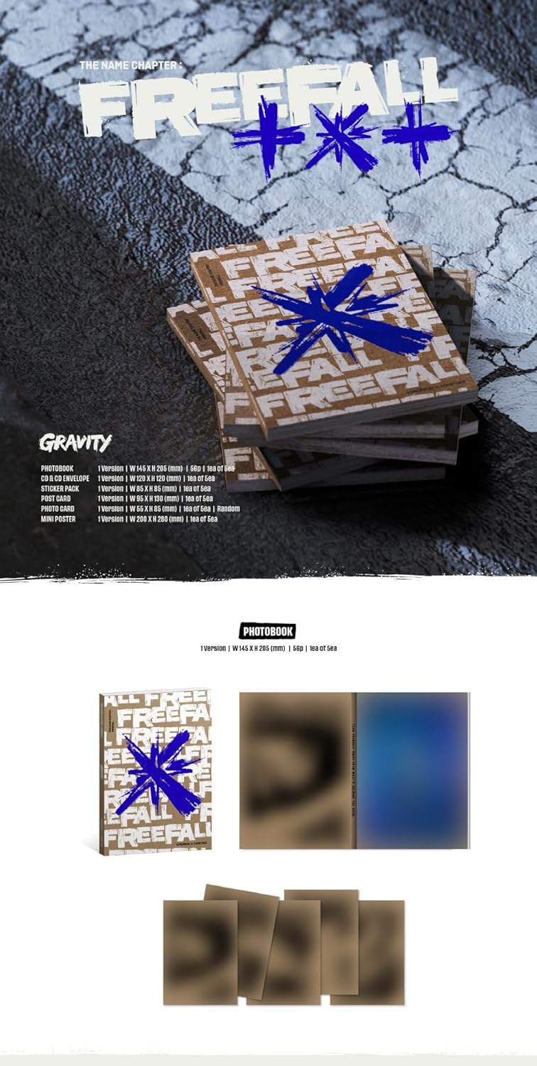 TOMORROW X TOGETHER TXT - THE NAME CHAPTER : FREEFALL [GRAVITY Ver.] Album (5 ver. SET), 5 ver. SET