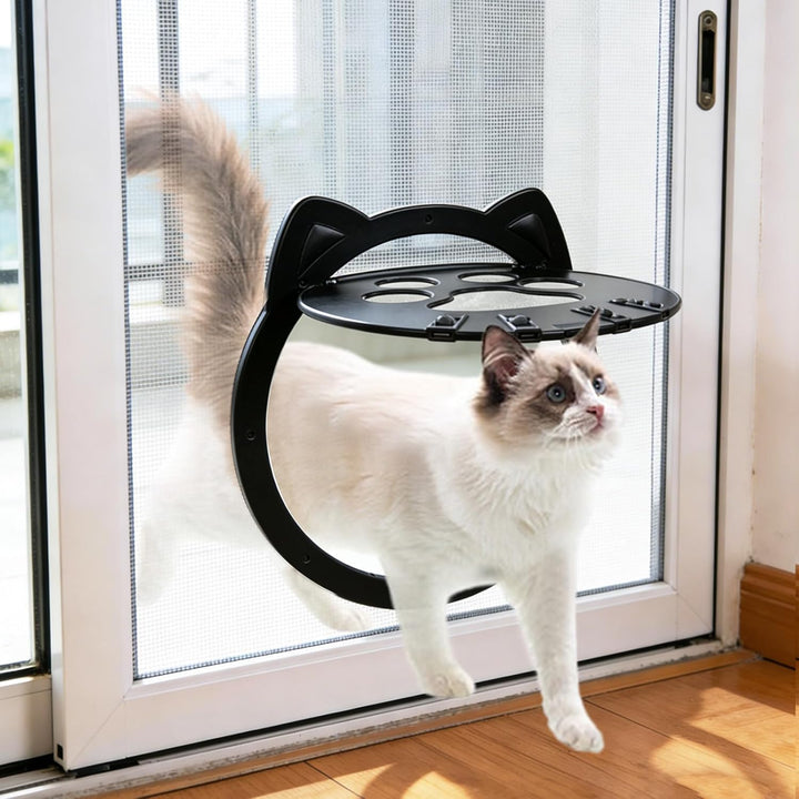 Katzenklappe für Fliegengitter, Katzentür für Fliegengitter, Katzen-tür für FensterKatzenklappe Inne