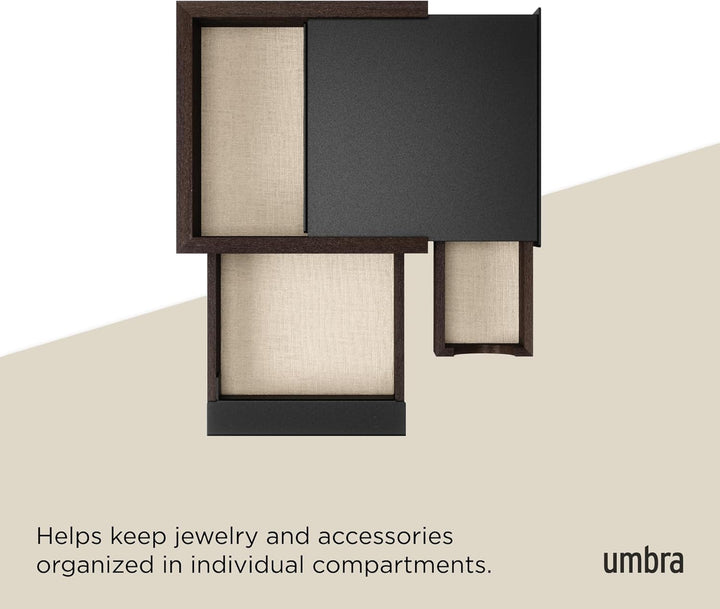 Umbra Stowit Mini Design Schmuckkasten – moderne Schmuck Box mit Geheimfächern für Ringe, Armbänder,