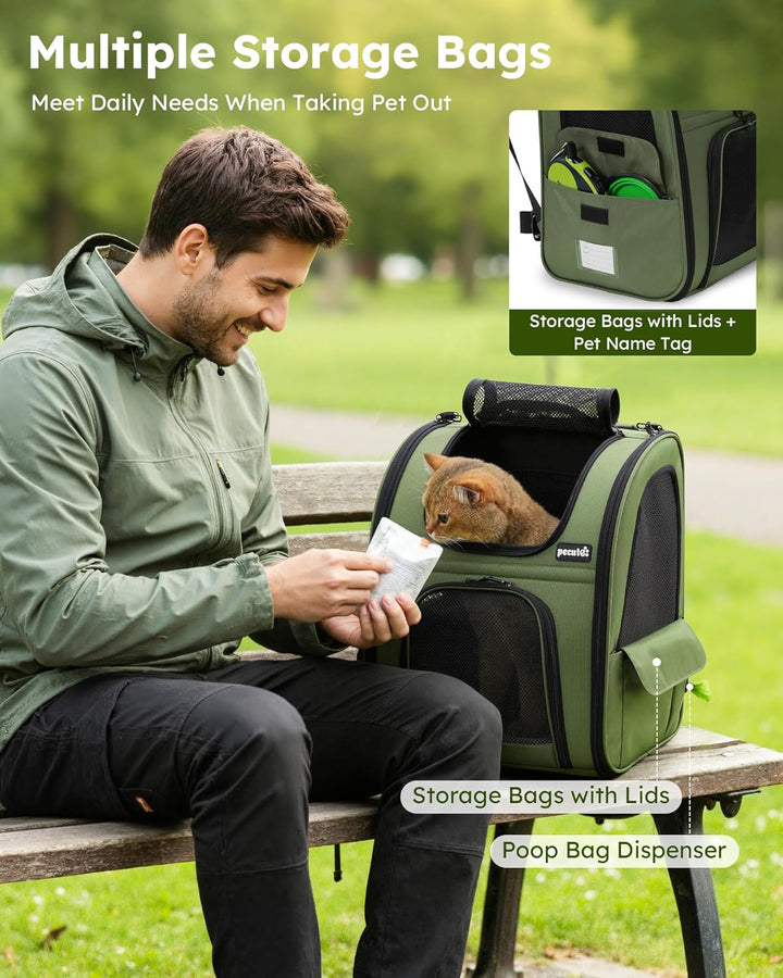 pecute Haustier Expansions Rucksüke für Hund und Katzen mit Front Opening-Mesh Fenstertaschen, Tragb