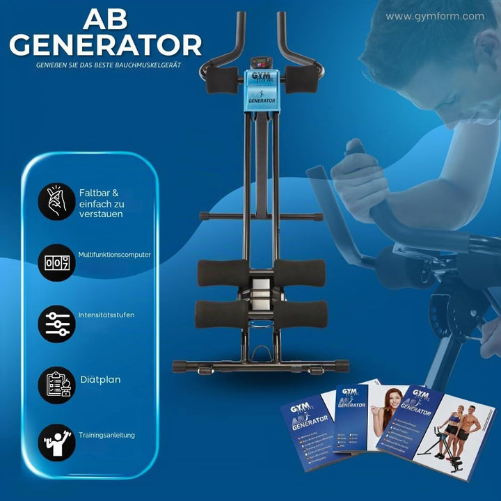 AB Generator Krafttrainingsgerät, Fitnessgerät + Cardio, 5 Stufen, Bauchmuskeltraining, Beine, Arme,
