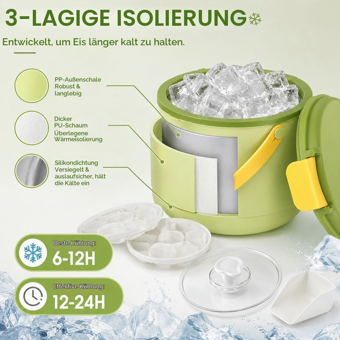 Eiswürfelbehälter,2.6L Eiswürfelbehälter Mit Deckel,Eisbehälter,Eiseimer Mit Ice Cube Tray Lässt Sic