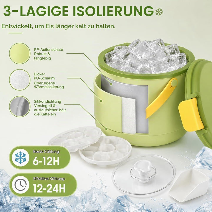 Eiswürfelbehälter,2.6L Eiswürfelbehälter Mit Deckel,Eisbehälter,Eiseimer Mit Ice Cube Tray Lässt Sic