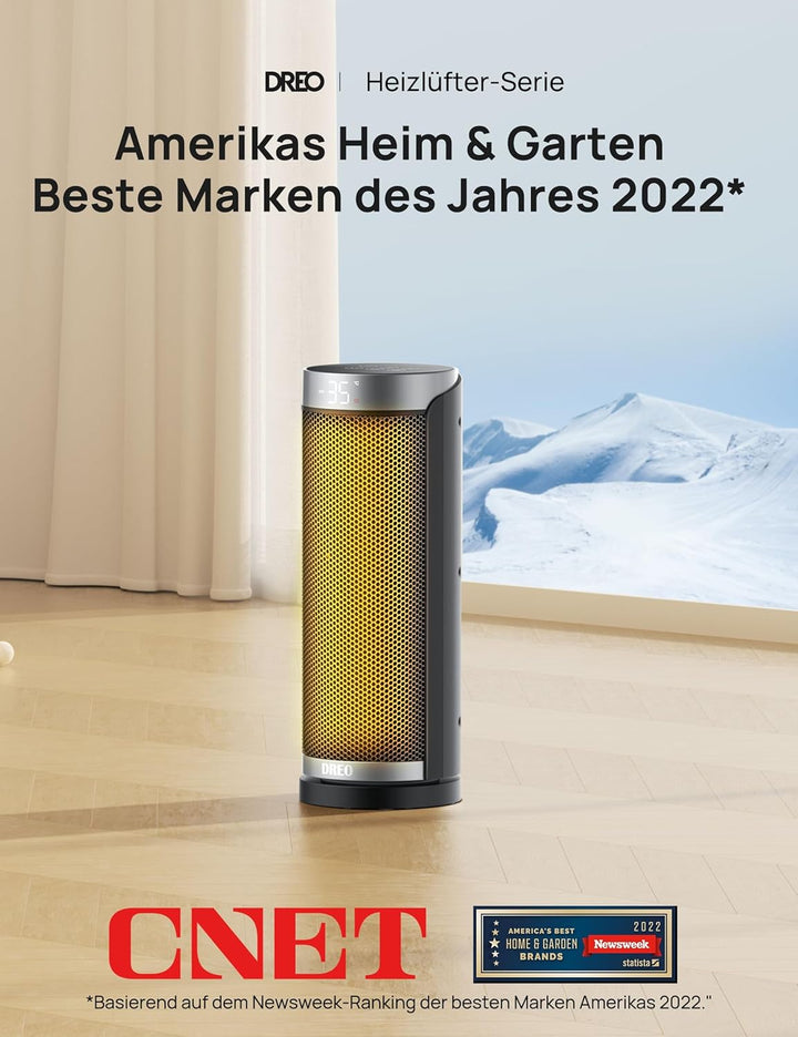 Dreo Heizlüfter Energiesparend, PTC Keramik Heizlüfte Leise, 70° Oszillierend Elektroheizung mit Fer