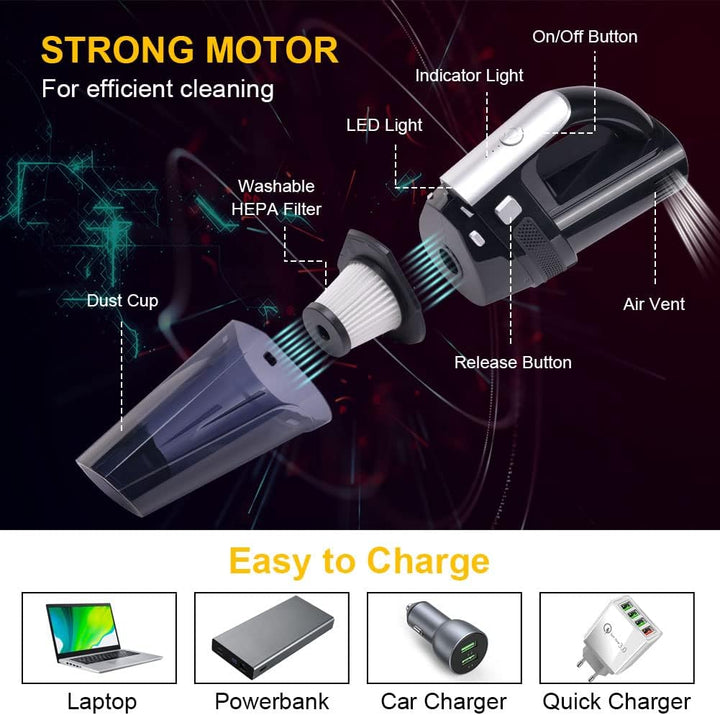 URAQT Handstaubsauger Akku, 10000PA Kabelloser Handstaubsauger, 120W Handsauger Nass/Trocken, Auto S