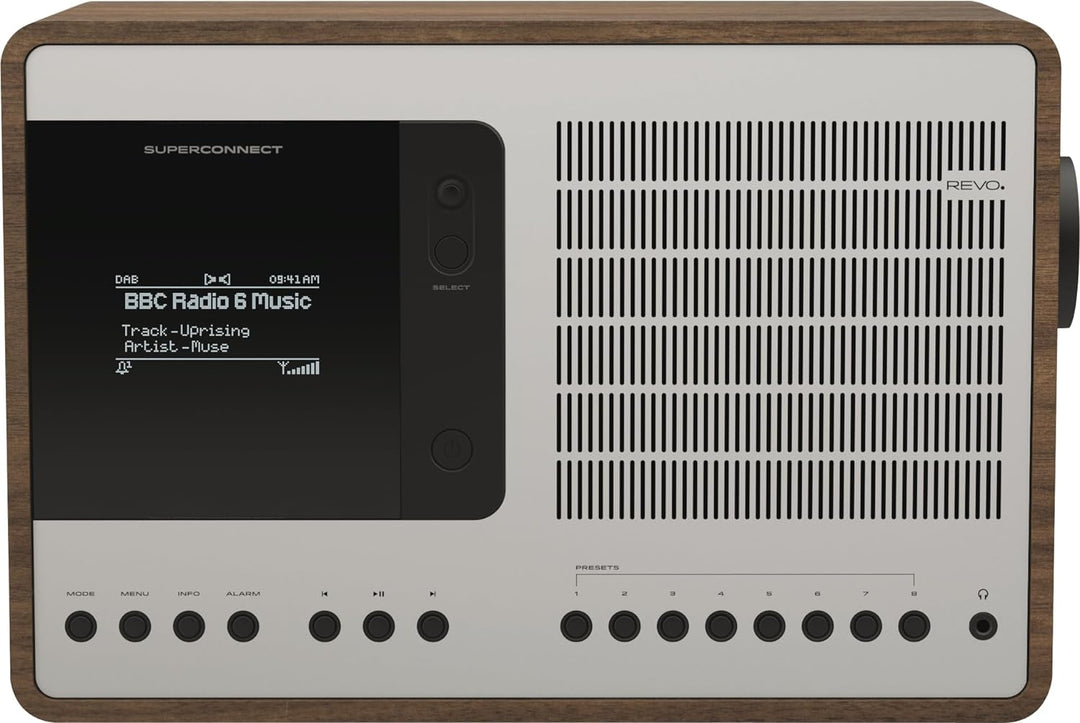 Revo SuperConnect Internet-/DAB+ Radio (Internet/DAB+/DAB/UKW,Spotify,WLAN,Aux In,Cinch-Out,Kopfhöre