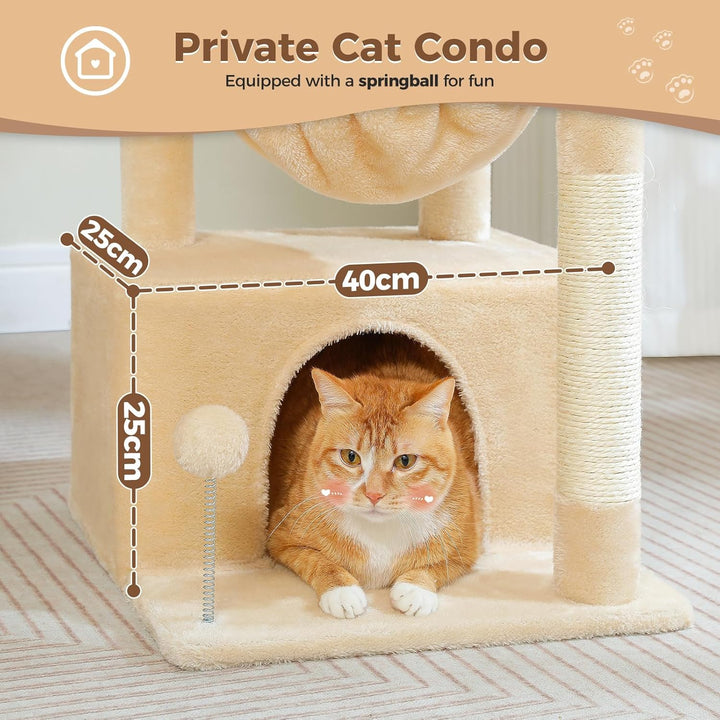 PAWZ Road Kleiner Katzenbaum für Indoor-Katzen mit Hängematte, Katzenturm mit Sisal-überzogenem Krat