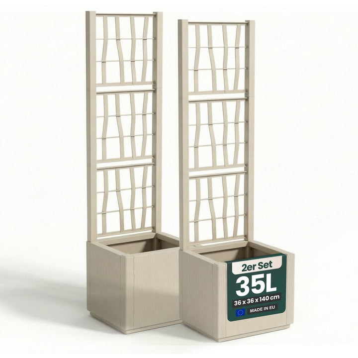 2 x Kreher® XL Rankgitter, Spalier mit Pflanzkasten aus robustem Kunststoff. In verschiedenen Grösse