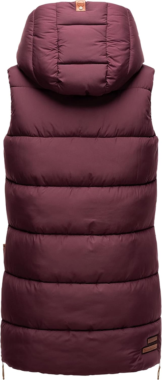 Navahoo warme Damen Winter Steppweste lang mit Kapuze Madilynaa XS-XXL M Wine, M Wine