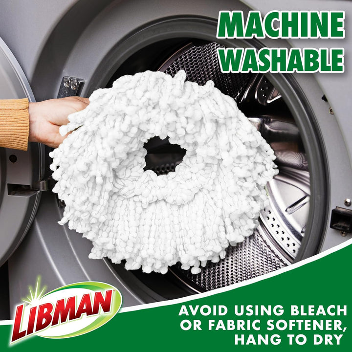 Libman Tornado Spin Mop Nachfüllpackungen, 2 Mikrofaserköpfe, einfach zu ersetzen, maschinenwaschbar