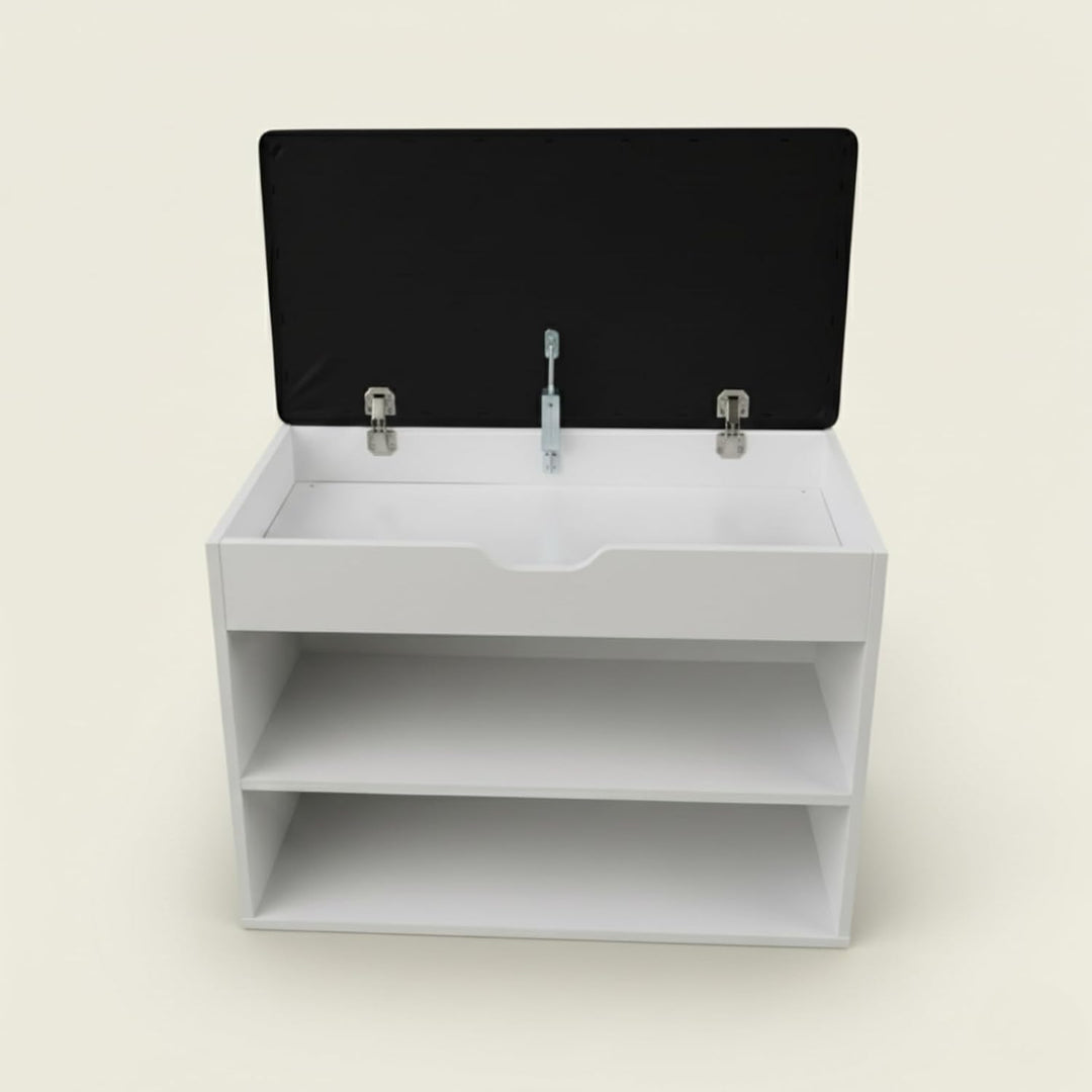 BOXIMO Schuhschrank mit Sitzbank, 60 x 30 x 47 cm, MDF und Polyester Bezug, Flurbank mit Stauraum, S