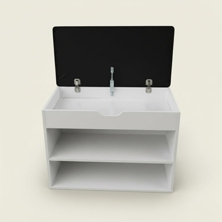 BOXIMO Schuhschrank mit Sitzbank, 60 x 30 x 47 cm, MDF und Polyester Bezug, Flurbank mit Stauraum, S