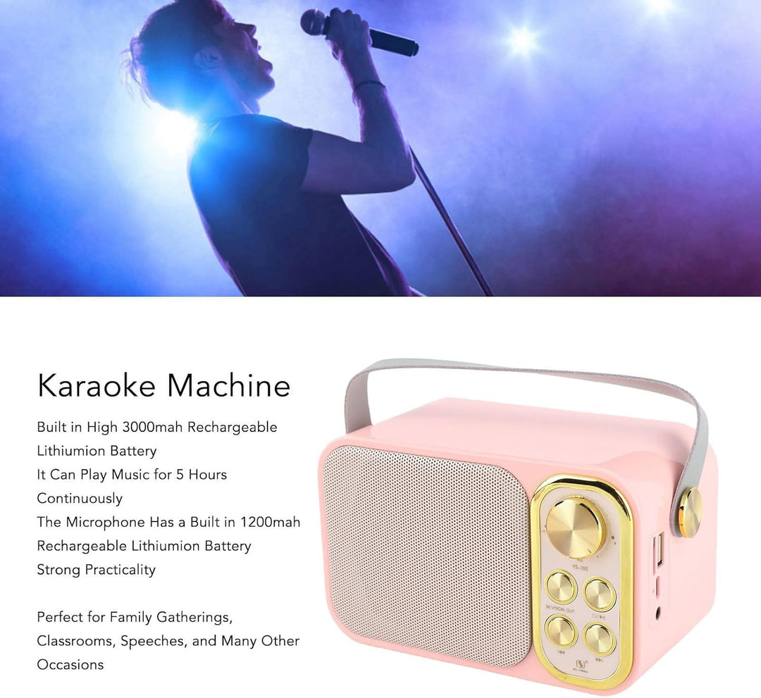 Fdit Outdoor-Gesangsmaschine, Karaoke-Maschine Mini 6 Arten von Spracheffekten 5 Stunden Sofortiges