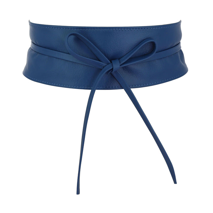 FASHIONGEN - Echtem Rindsleder Vollnarbenleder Obi Gürtel für Damen, Bindgürtel, CASSIANE Blau L-XL,