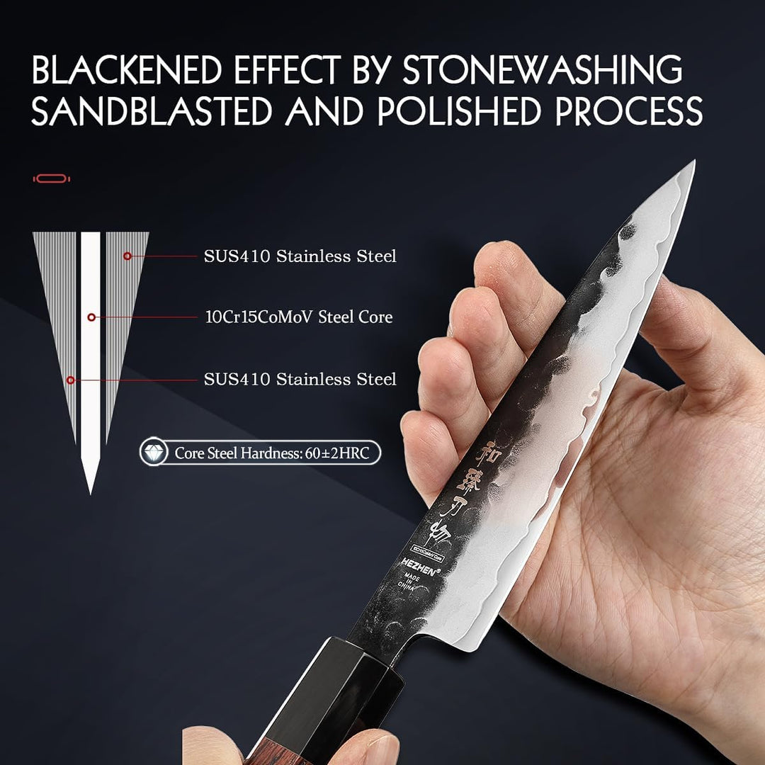 HEZHEN 15CM Allzweckmesser, Plattierter Stahl Verbundwerkstoff Schmiedestahl Universalmesser, Schälm
