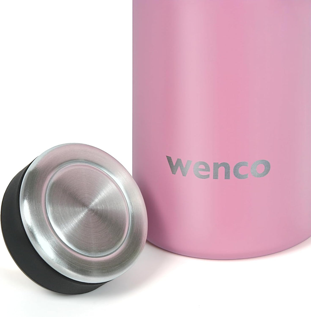 wenco Trinkflasche Edelstahl 0,5l / 500ml isoliert und auslaufsicher für kalte und heisse Getränke a