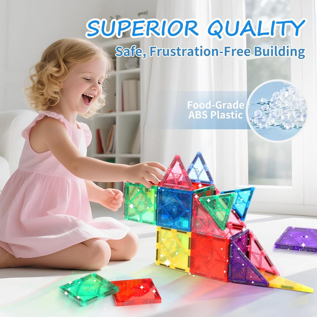 Magnetische Bausteine, 100 Teile Magnetische Fliesen STEM-Lernspielzeug für Kinder im Alter von 3, 4