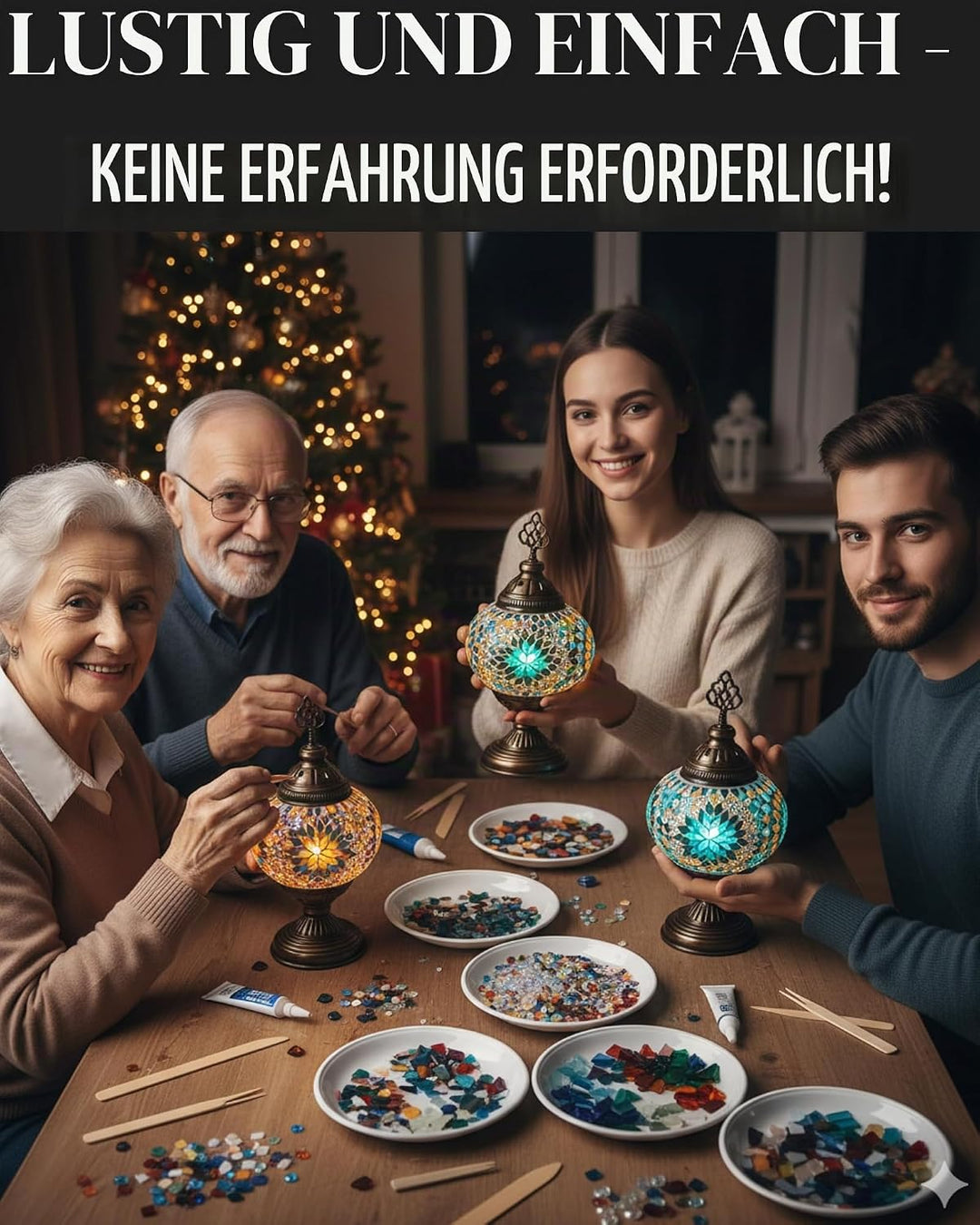 DEMMEX Türkisches Mosaiklampen-Set zum Selbermachen, komplettes Kunst- und Handwerks-Geschenkset für