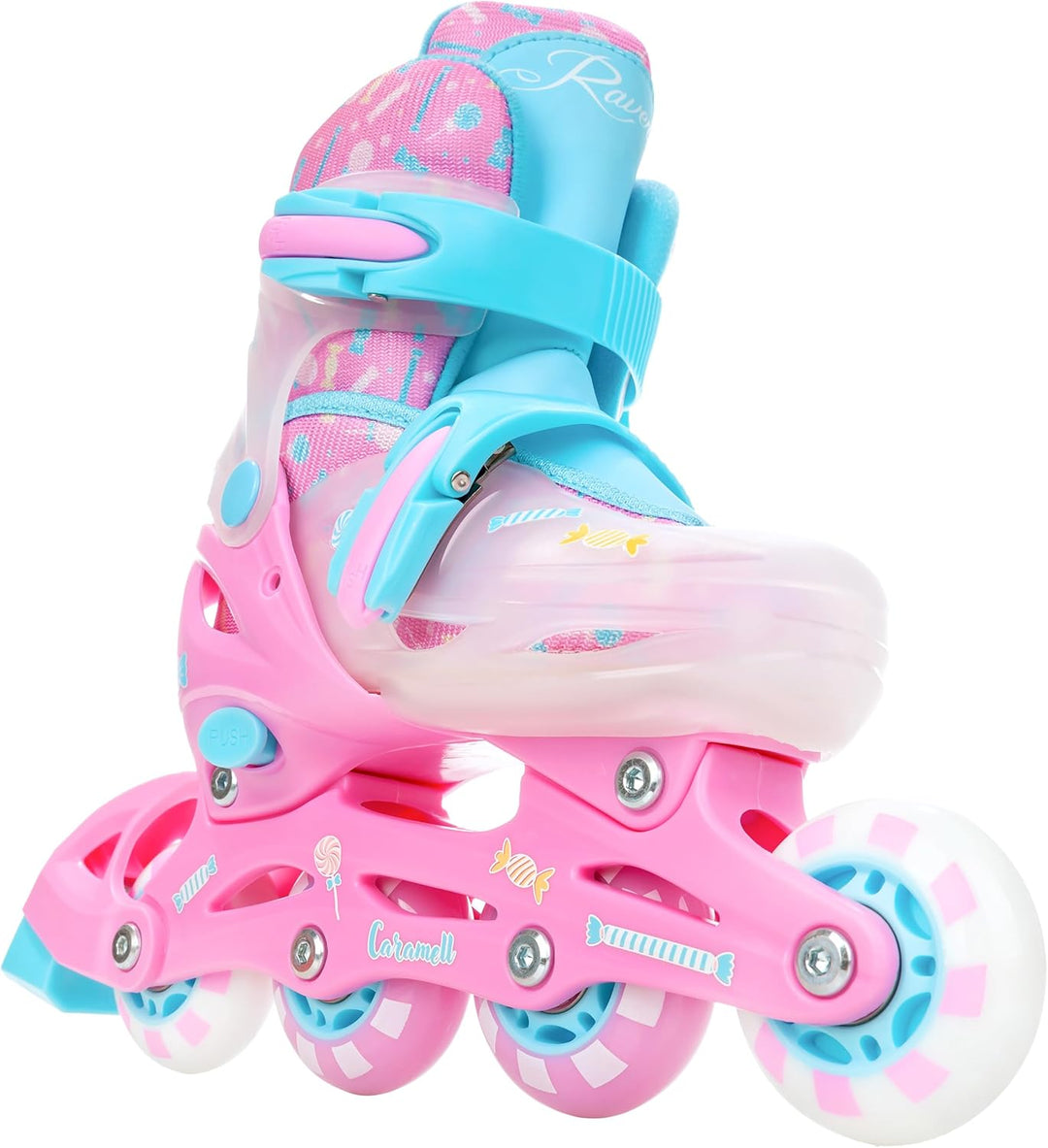 RAVEN Inline Skates Inliner für Kinder Mädchen verstellbar mit LED Leuchtrad 30-33 (18,5cm-20,5cm) C