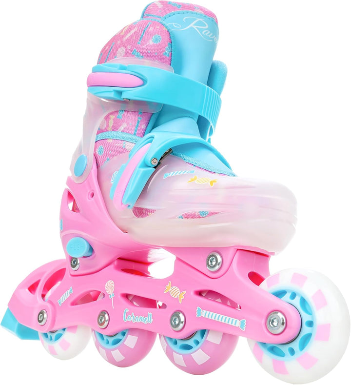 RAVEN Inline Skates Inliner für Kinder Mädchen verstellbar mit LED Leuchtrad 30-33 (18,5cm-20,5cm) C