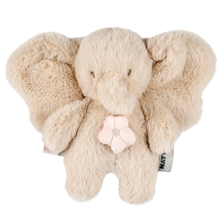 Nattou Mini-Spieluhr aus Langflor-Plüsch, Elefant, Wiegelied «La-Le-Lu», Mit Ring, Ca. 20 cm, 100% P