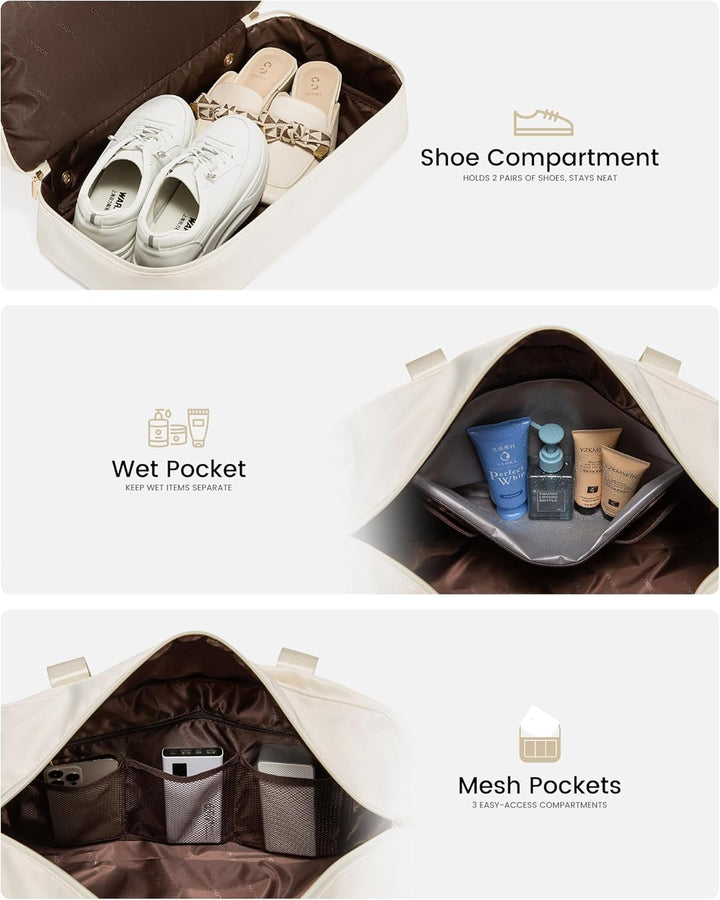 LOVEVOOK Reisetasche Damen, Wasserdicht Weekender Travel Bag mit Schuhfach, Duffle Bag Kliniktasche
