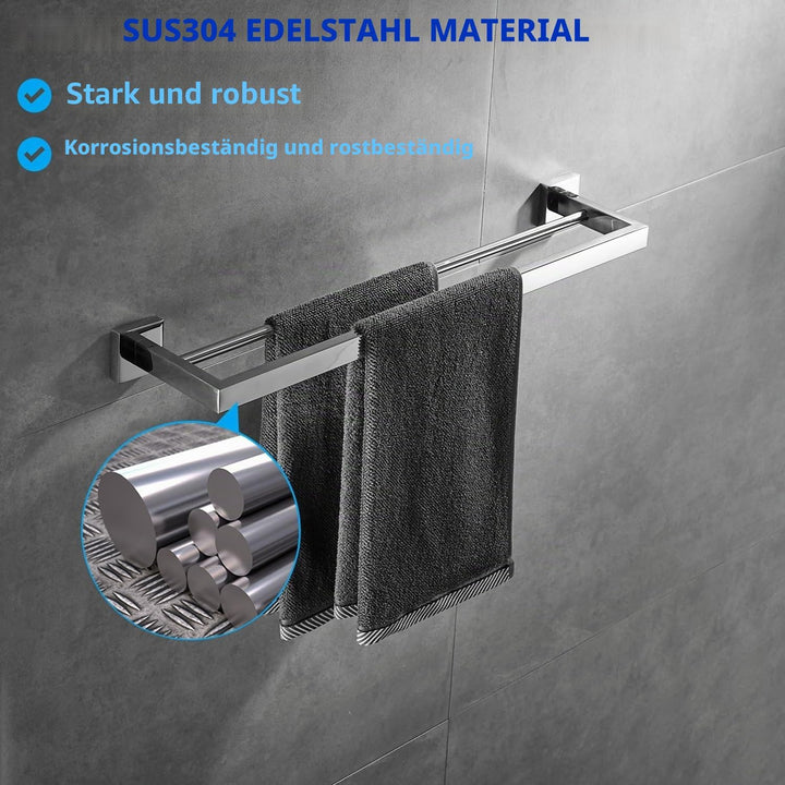 Handtuchstange Doppelt, 60 cm Badezimmer Handtuchhalter aus Edelstahl, Chrom Polierter Chrom (Doppel