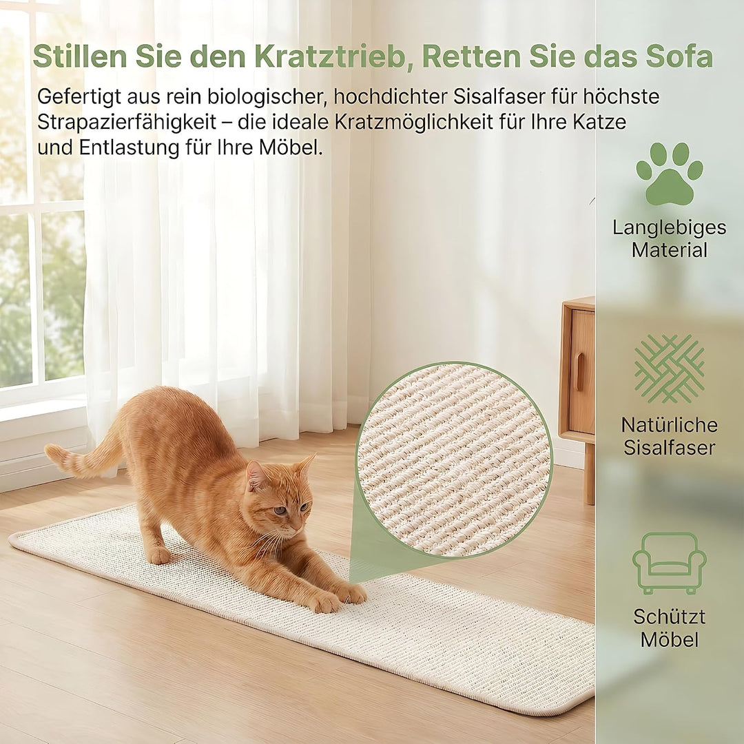 1 Stück Kratzmatte Katze 40x200CM Kratzbretter Natürliche Sisal Kratzmatte Katzenkratzmatte Kratzsch