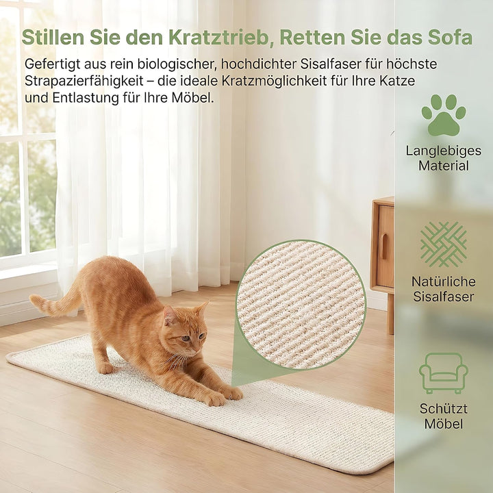 1 Stück Kratzmatte Katze 40x200CM Kratzbretter Natürliche Sisal Kratzmatte Katzenkratzmatte Kratzsch