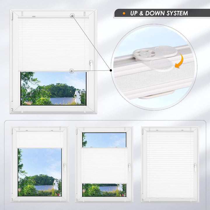 Magiea Plissee ohne Bohren verdunkelung, Thermo Plisseerollo Klemmfix, Weiss-Thermo 105x130cm(BxH),