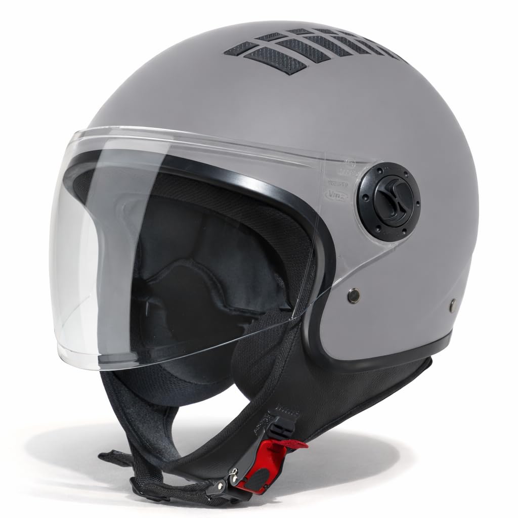 VINZ Como Jethelm mit Visier Herren und Damen | in Gr. XS-XL | Roller Helm Jet Helm Mopedhelm | ECE