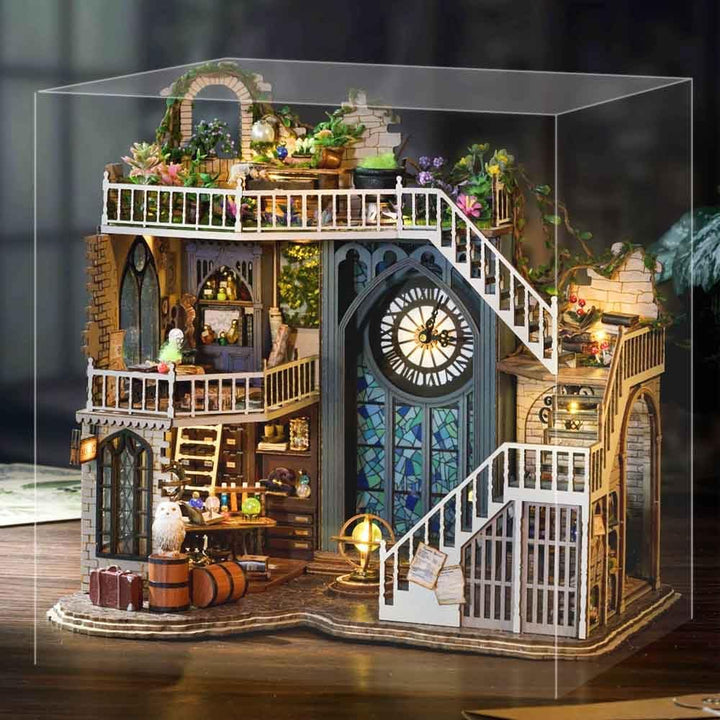 CUTEBEE Puppenhaus Miniatur Haus mit Möbeln, DIY Puppenhaus Bausatz Plus Staubschutzhülle 1:24 Masss
