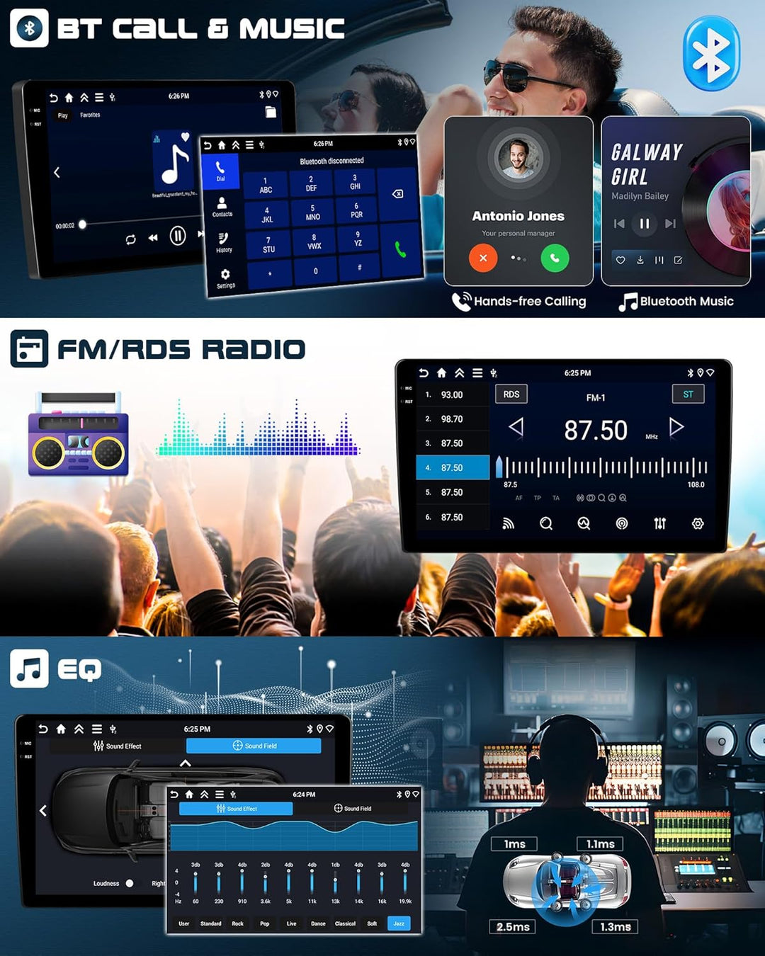 4G+128G CAMECHO Android 15 Autoradio für Ford Focus Mk2/Mk3 Exi MT 2 3 (2004-2011) mit Navi Carplay