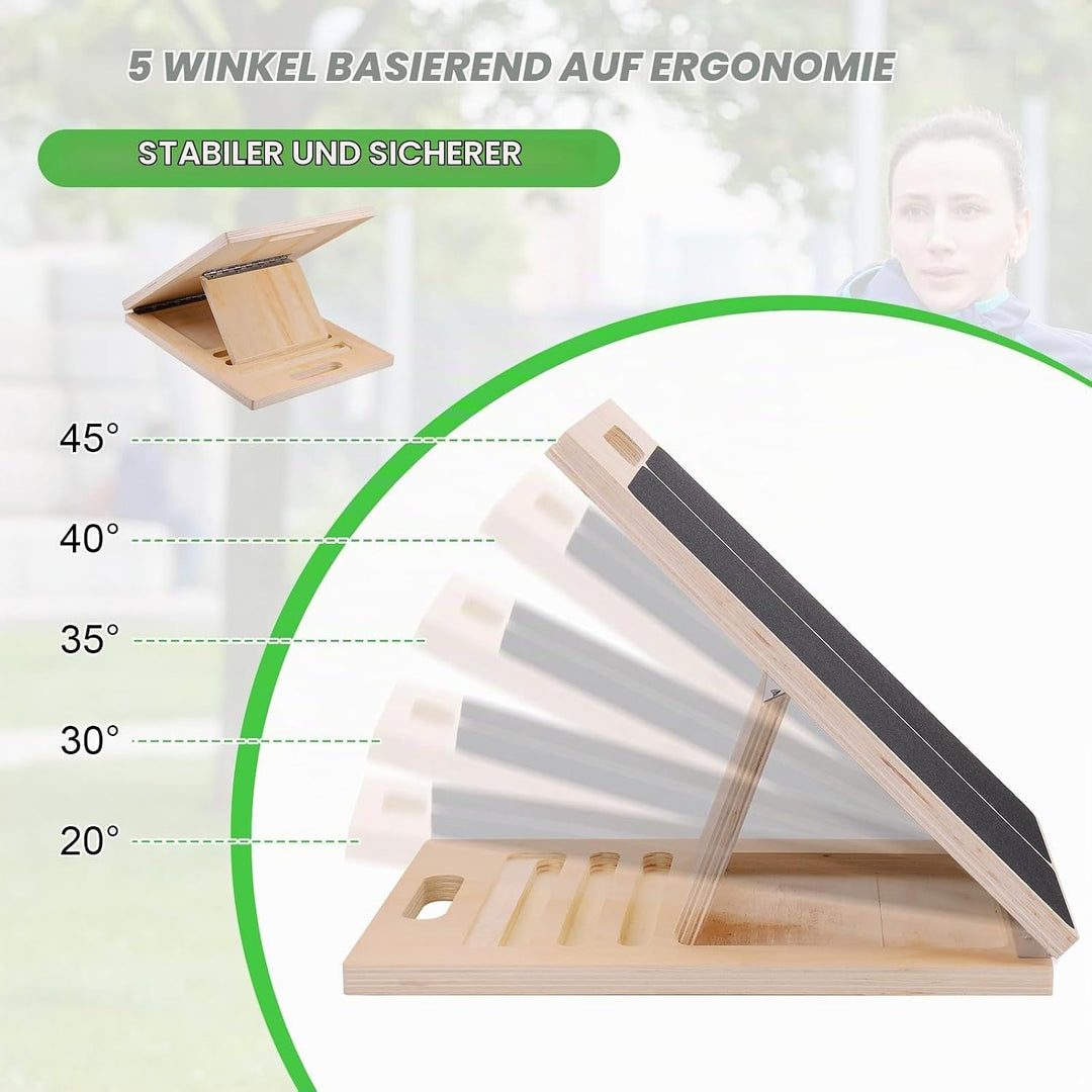 Wadendehner aus Holz, Professionelle Stretch and Mobility Board mit 5 verstellbaren Winkeln, Rutschf
