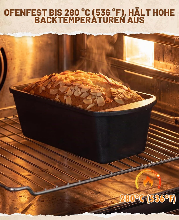 Gusseiserne Brotbackform mit Deckel – Längliche Backform für knusprige Kruste &amp; saftige Krume – Anti