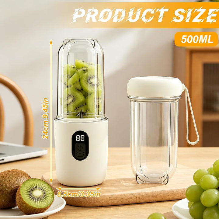 Tragbarer Mixer, 500ML Mixer Smoothie Maker to Go mit Ersatzbecher, USB Wiederaufladbar Portable Ble