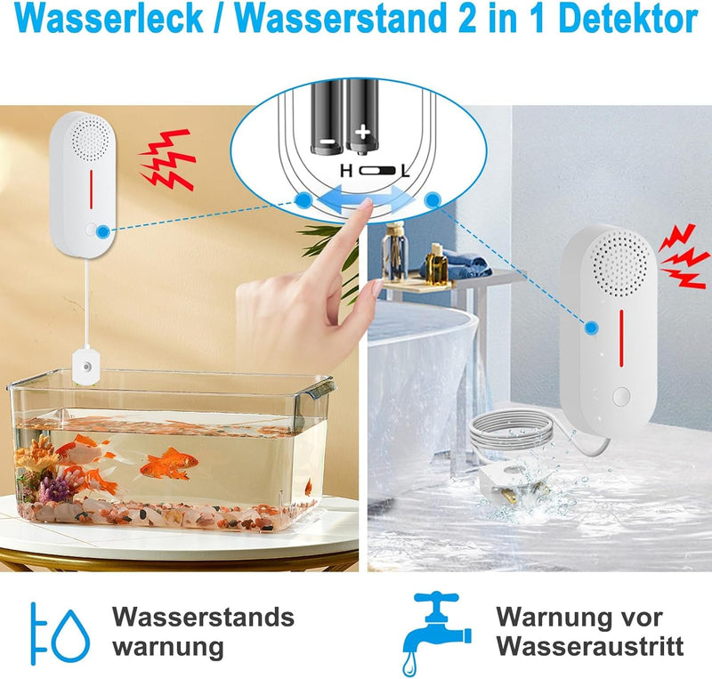 DAYTECH TUYA WiFi Smart Wassermelder Leck Detektor Sumpfpumpe Alarm Level Sensor 2 in 1 Detektor, 10