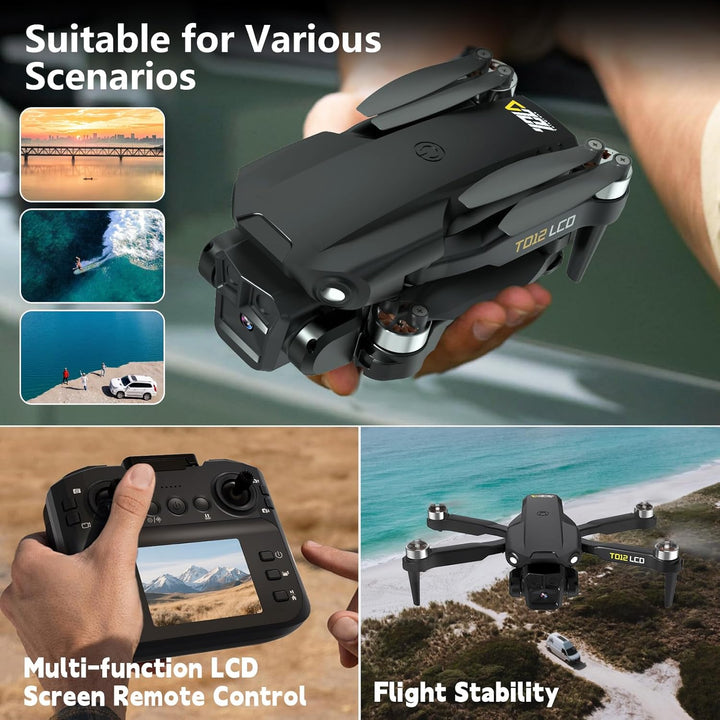Drohne mit Kamera, Drohnen für Erwachsene und Anfänger, LCD-Bildschirm Fernbedienung mit Echtzeitübe