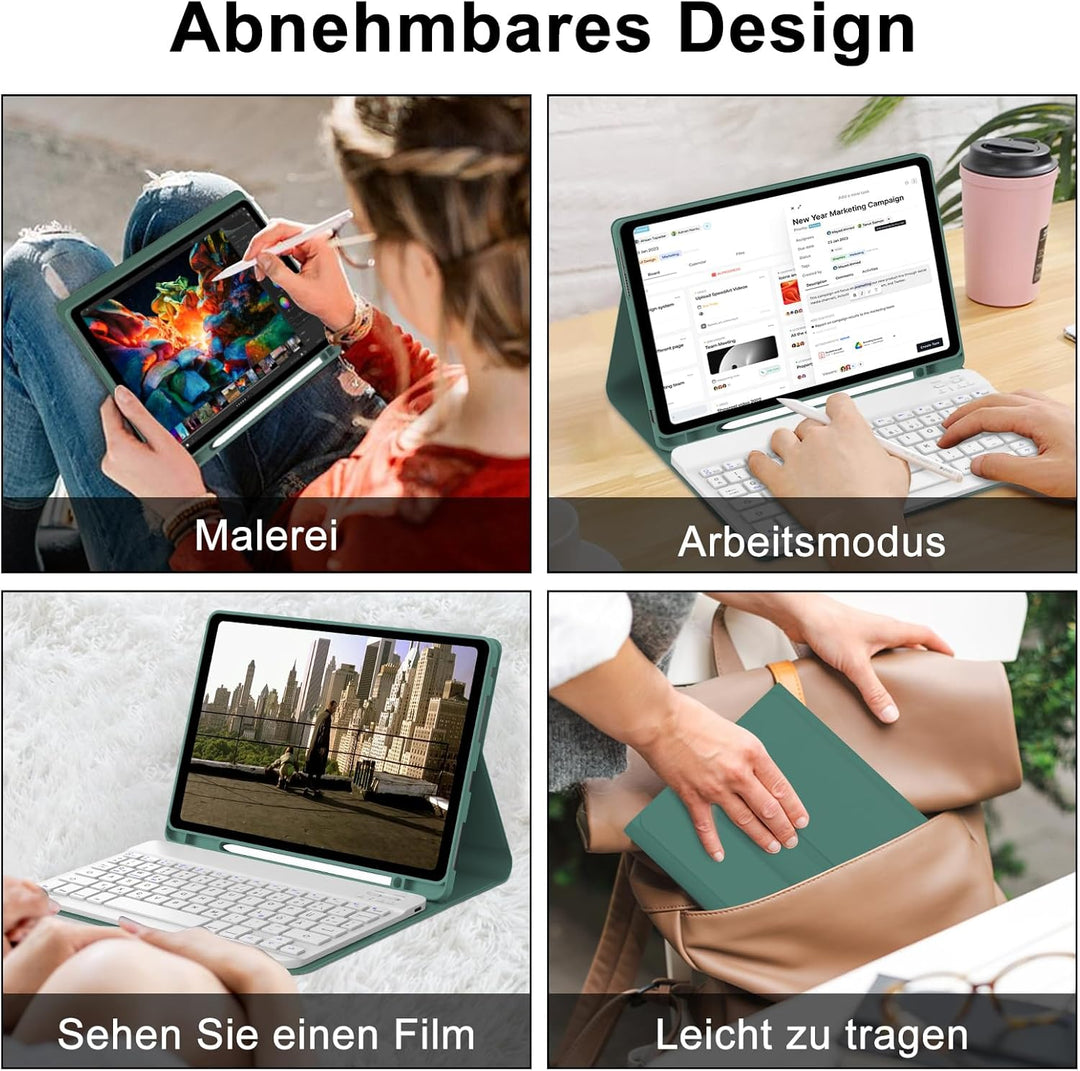 FOGARI Tastatur Hülle für Lenovo Tab M11 11 Zoll 2024, QWERTZ Deutsches Tastatur mit Magnetisch Abne