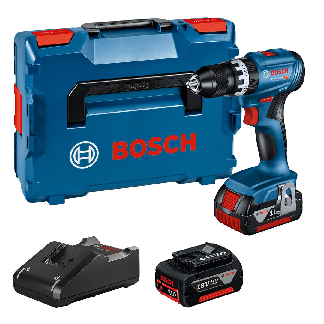 Bosch Professional 18V System Akku Schlagbohrschrauber GSB 18V-45 (Drehzahl 1.900 min⁻¹, inkl. 2x 3.