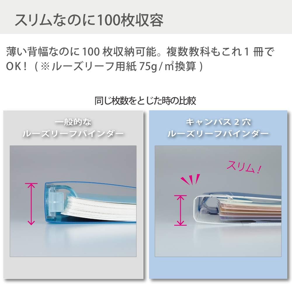 Kokuyo Campus Schnellhefter A4, 2 Löcher, bis zu 100 Blatt, blau, Japan Import (RU-PP158B) A blau, A