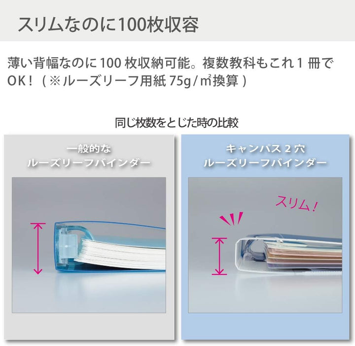 Kokuyo Campus Schnellhefter A4, 2 Löcher, bis zu 100 Blatt, blau, Japan Import (RU-PP158B) A blau, A
