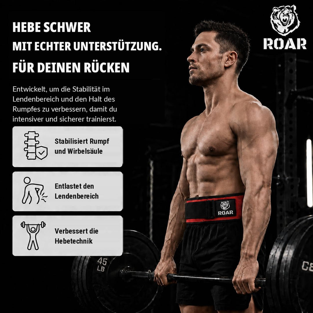 Roar® Gewichthebergürtel Herren und Damen, Lifting Belt for Gym, Powerlifting Gürtel Gewichtheben, W