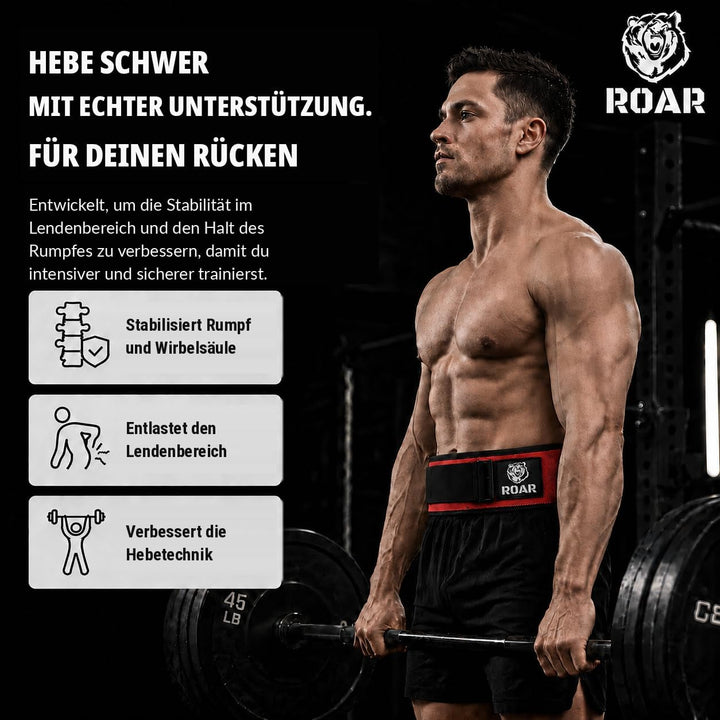 Roar® Gewichthebergürtel Herren und Damen, Lifting Belt for Gym, Powerlifting Gürtel Gewichtheben, W