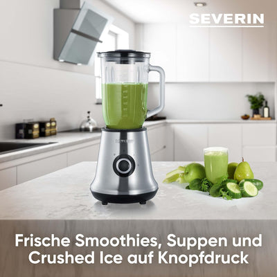 SEVERIN Standmixer mit Glas-Mixbehälter, 1 L, ca. 500 W, SM 3734, Edelstahl/Schwarz ohne Zubehör Sin