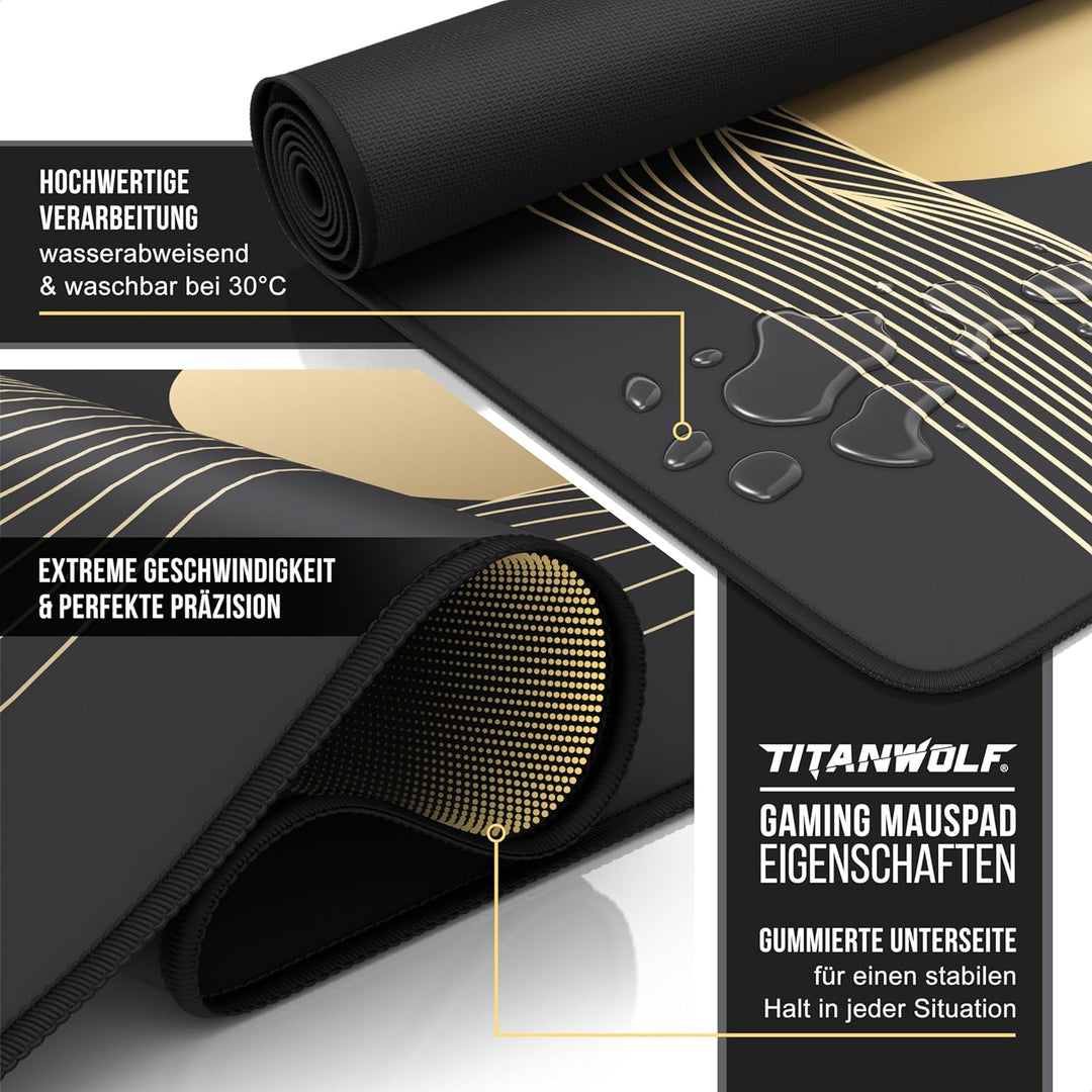 TITANWOLF - XXL Speed Gaming Mauspad 900 x 400mm - XXL Mousepad - Tischunterlage Large Size - verbes