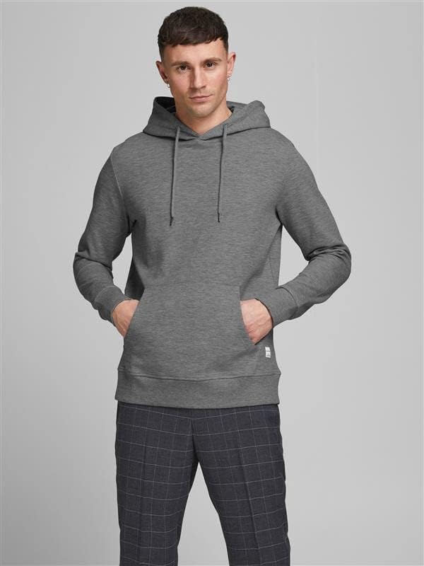 JACK & JONES Male Kapuzenpullover Einfarbig Kapuzenpullover XS Medium Grey Melange, XS Medium Grey M