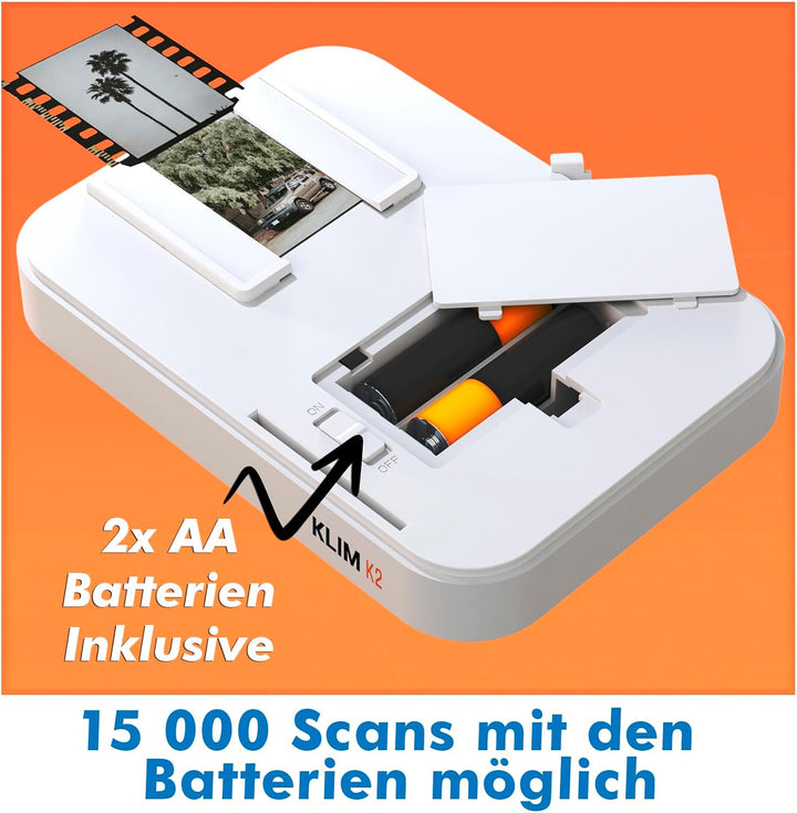 KLIM K2 Mobile Film Scanner 35mm + NEU 2024 + Positiv- &amp; Negativ- Dia Scanner + Fotoscanner zum digi